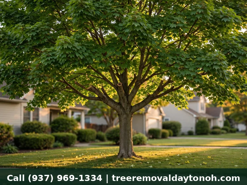 Healthy pruned shade tree in a Springboro Ohio neighborhood