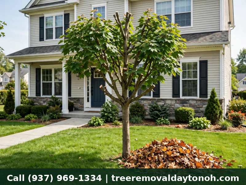 Tidy yard after a professional tree service job in Dayton Ohio